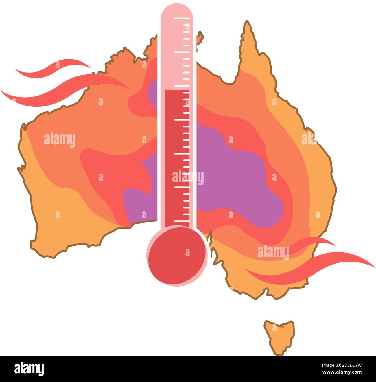 Heatwave condition in Australia. Flat style illustration. Stock Vector