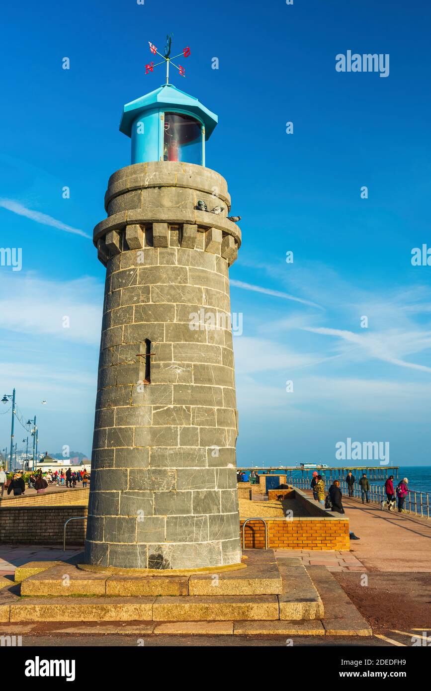 Long time exposure of Teignmouth Lighthouse in Devon in England, UK, Europe Stock Photo