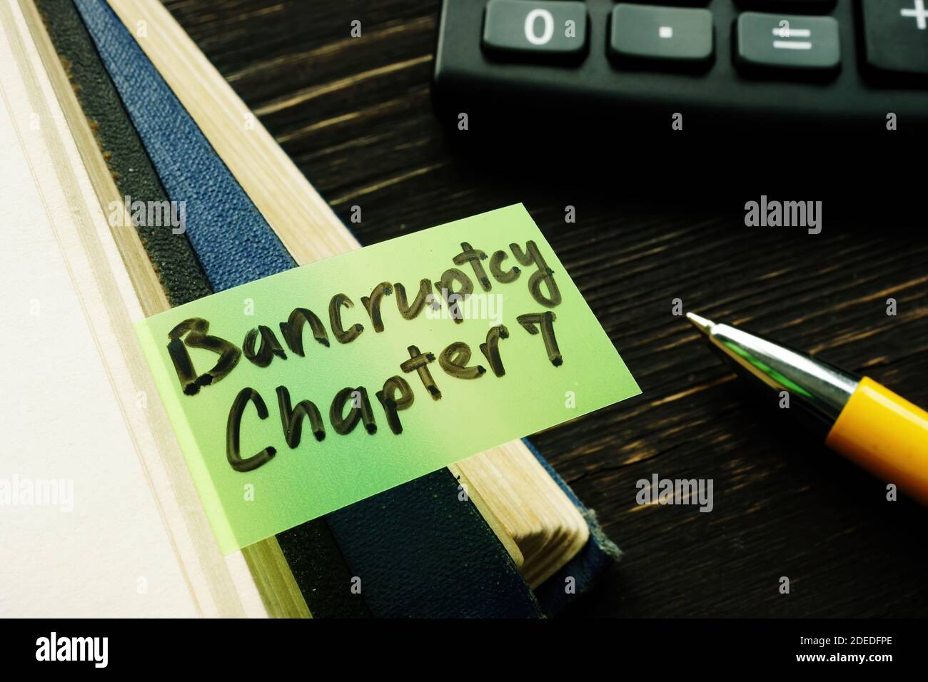 Bankruptcy chapter 7 bookmark in the old book. Stock Photo
