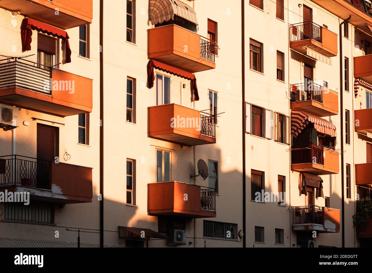 An apartment building facade with many balconies Stock Photo - Alamy