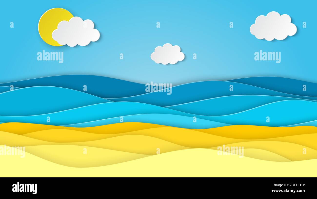 Sea landscape with beach Stock Vector