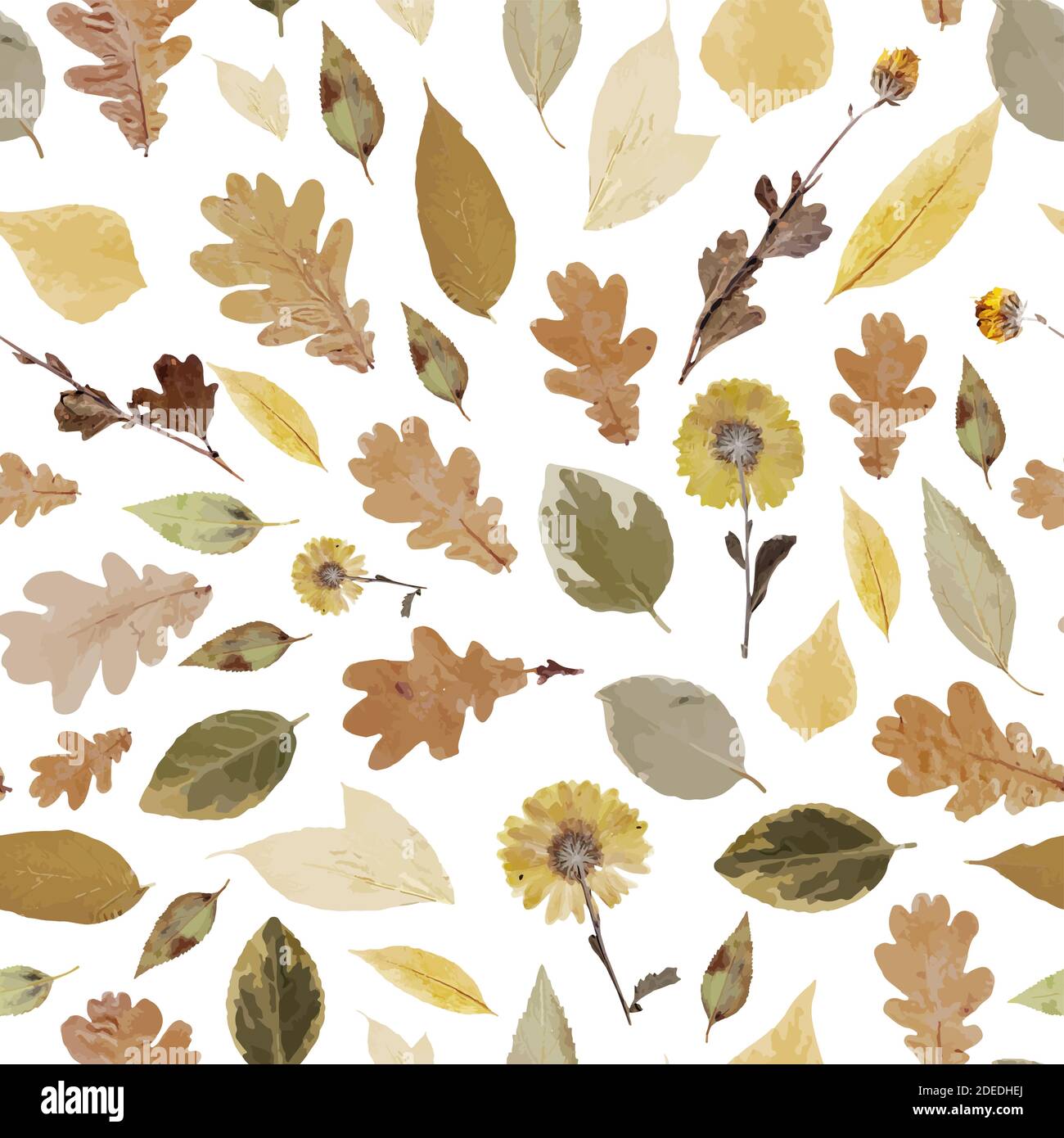 Seamless pattern from realistic autumn leaves. Autumn leaf fall. Stock Vector
