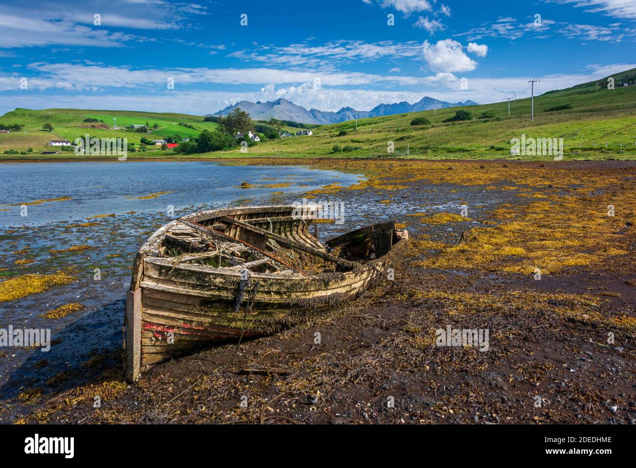 Boat wreck, Carbost, Isle of Skye, Scotland, United Kingdom Stock Photo