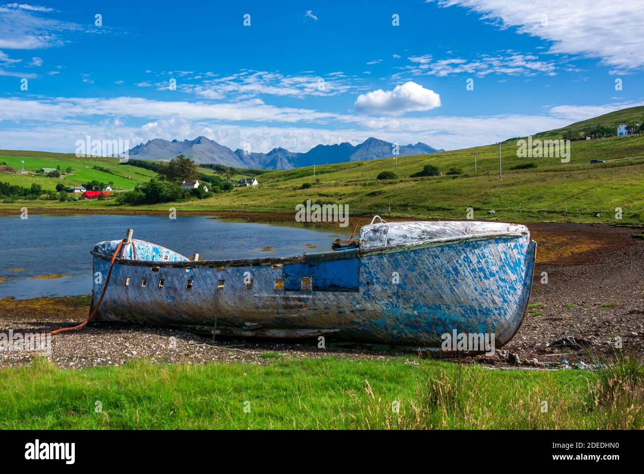 Boat wreck, Carbost, Isle of Skye, Scotland, United Kingdom Stock Photo