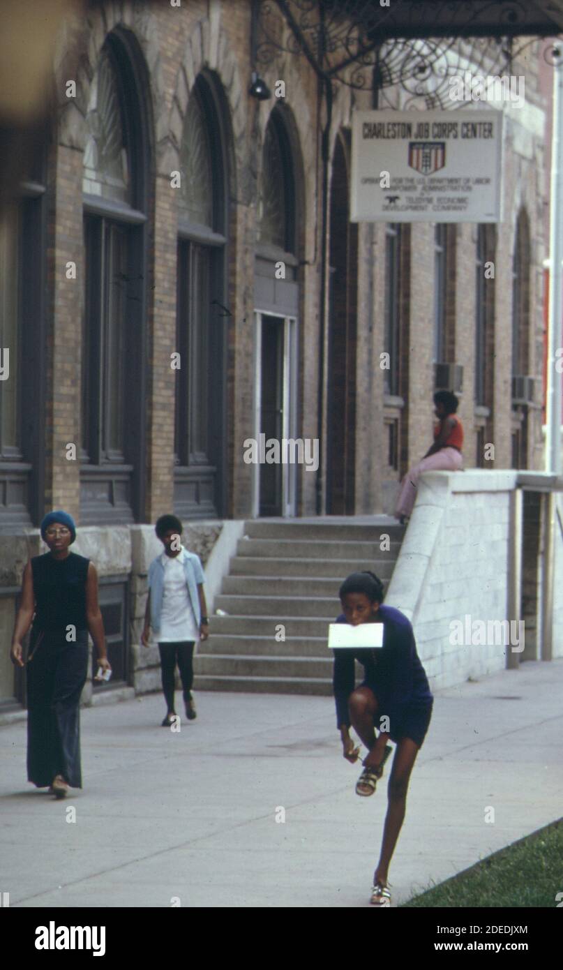 1970s Photo (1973) -  Outside the job corps center on Summers Street in downtown Charleston West Virginia Stock Photo