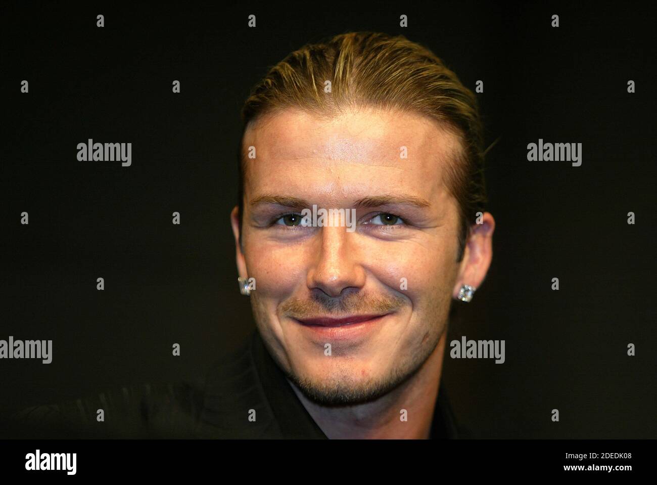 Football  international : David Beckham , presentation his adidas Logo  in Herzogenaurach Stock Photo