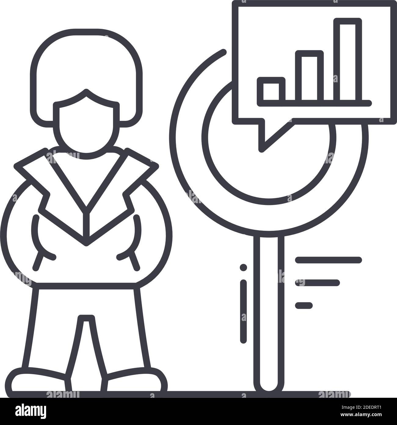 Human resource analysis icon, linear isolated illustration, thin line ...
