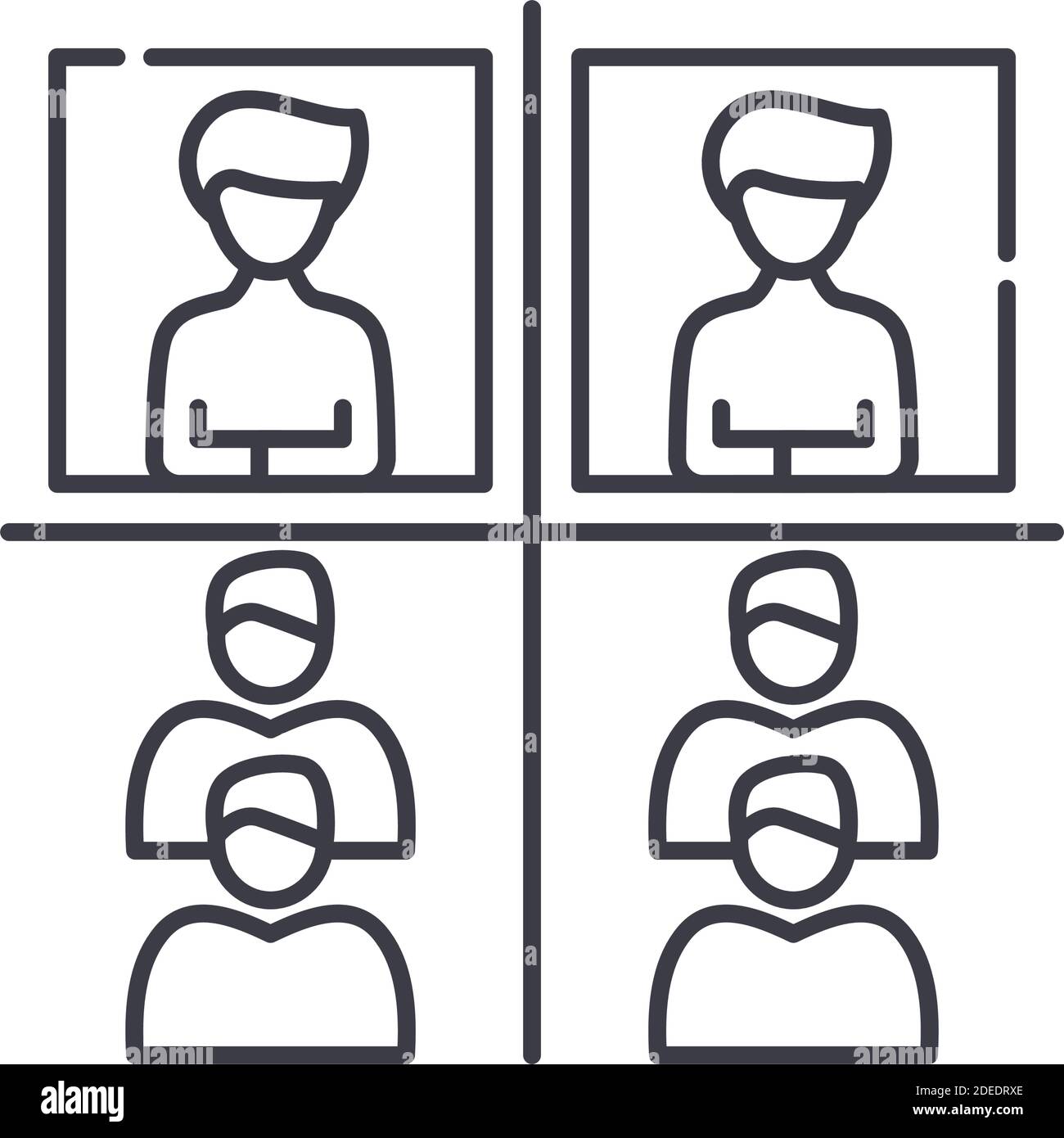 Human resource matrix icon, linear isolated illustration, thin line vector, web design sign, outline concept symbol with editable stroke on white Stock Vector