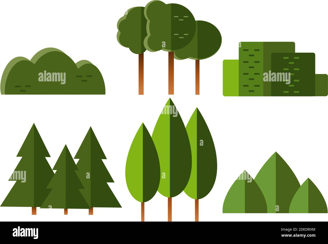 Set of vector trees and shrubs in the style of the flat Stock Vector