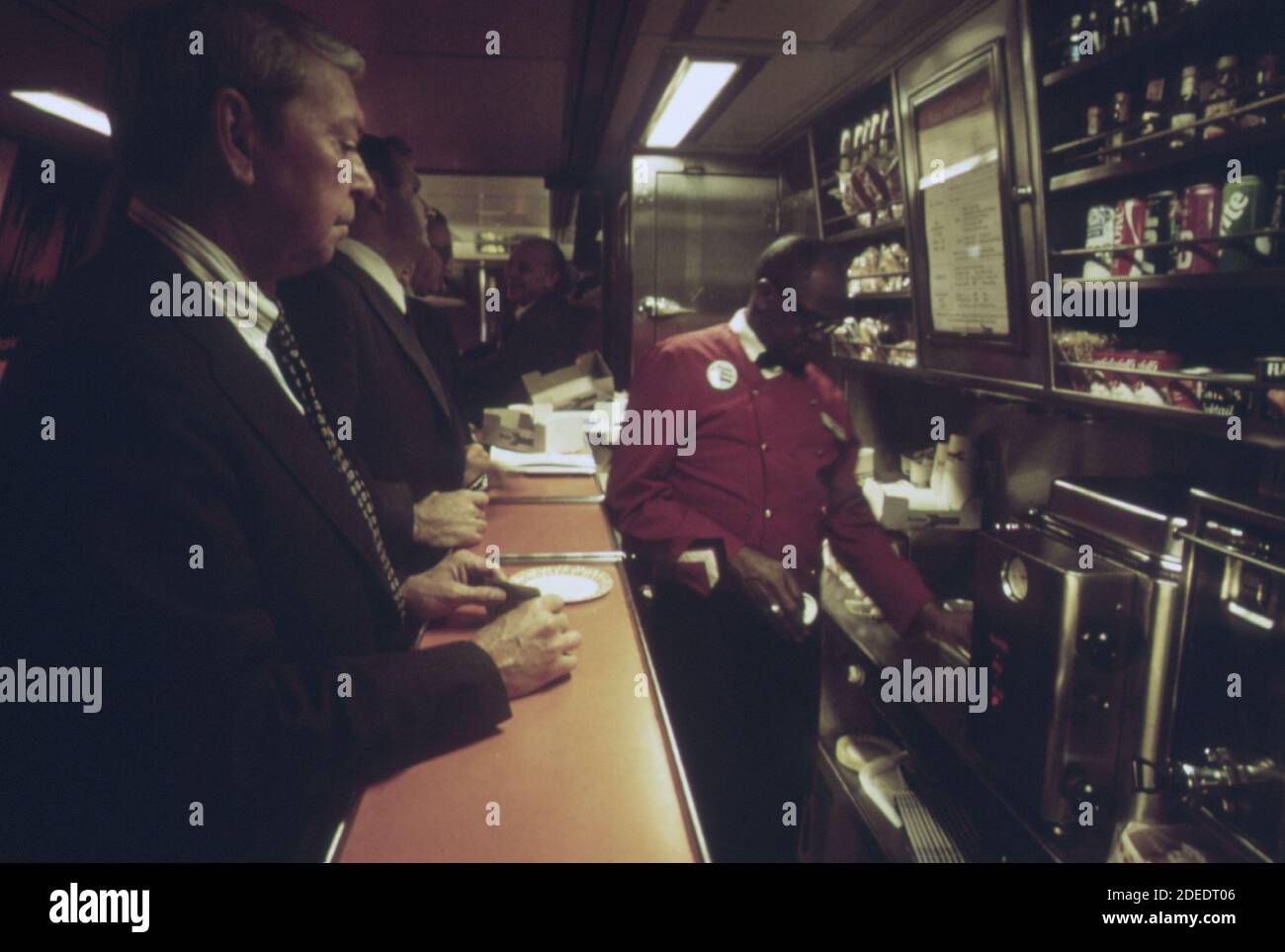 Snack bar is a popular place on Amtrak passenger trains throughout the