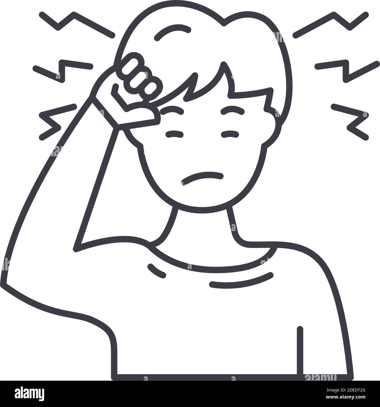 Headache icon, linear isolated illustration, thin line vector, web