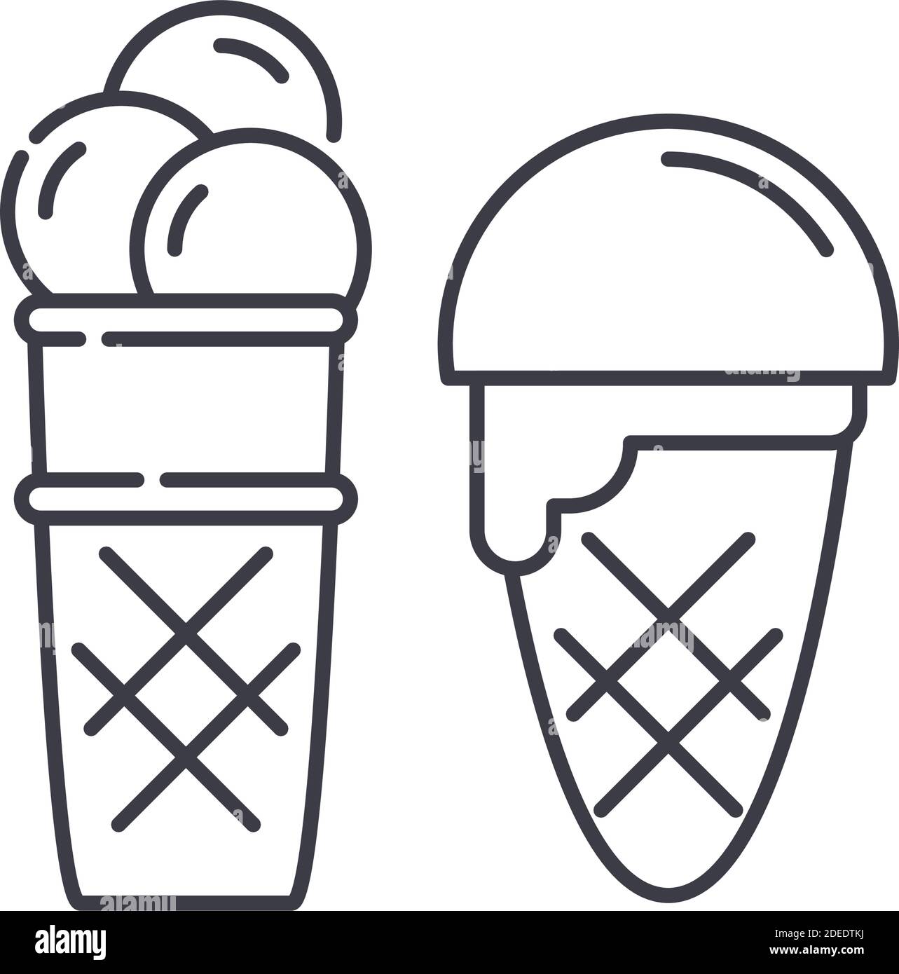 Ice cream concept icon, linear isolated illustration, thin line vector ...