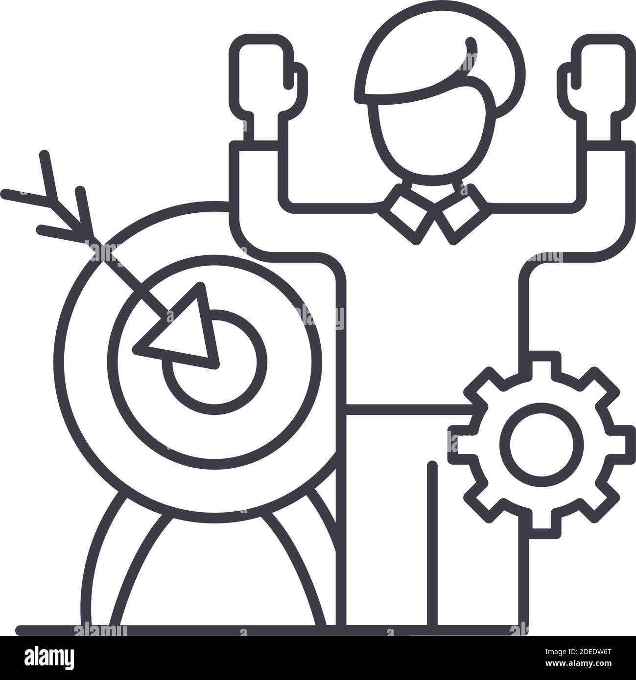 Goal management icon, linear isolated illustration, thin line vector, web design sign, outline