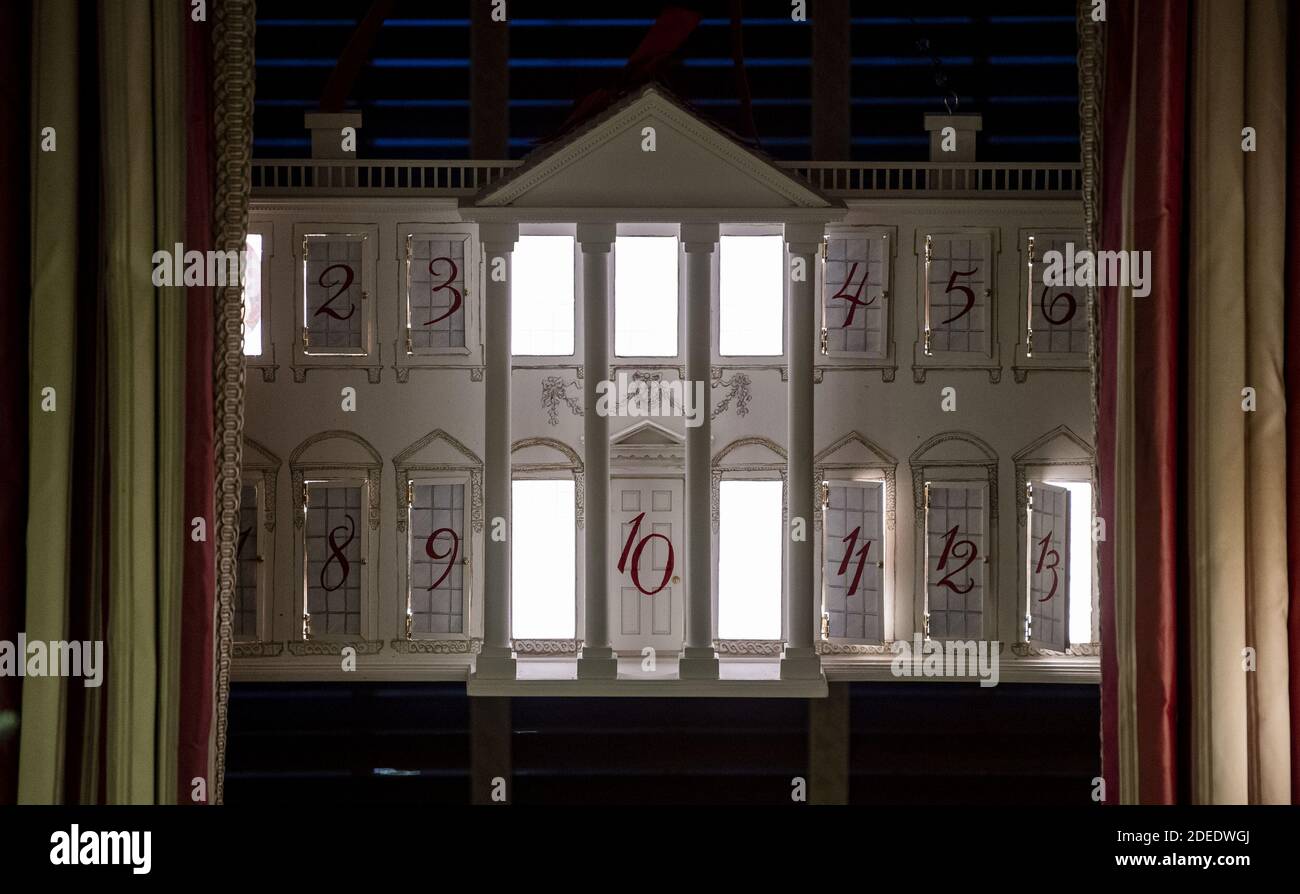 Washington, United States. 30th Nov, 2020. An advent calendar is seen in  the Library as it is decorated for the holidays at the White House in  Washington, DC on Monday, November 30,