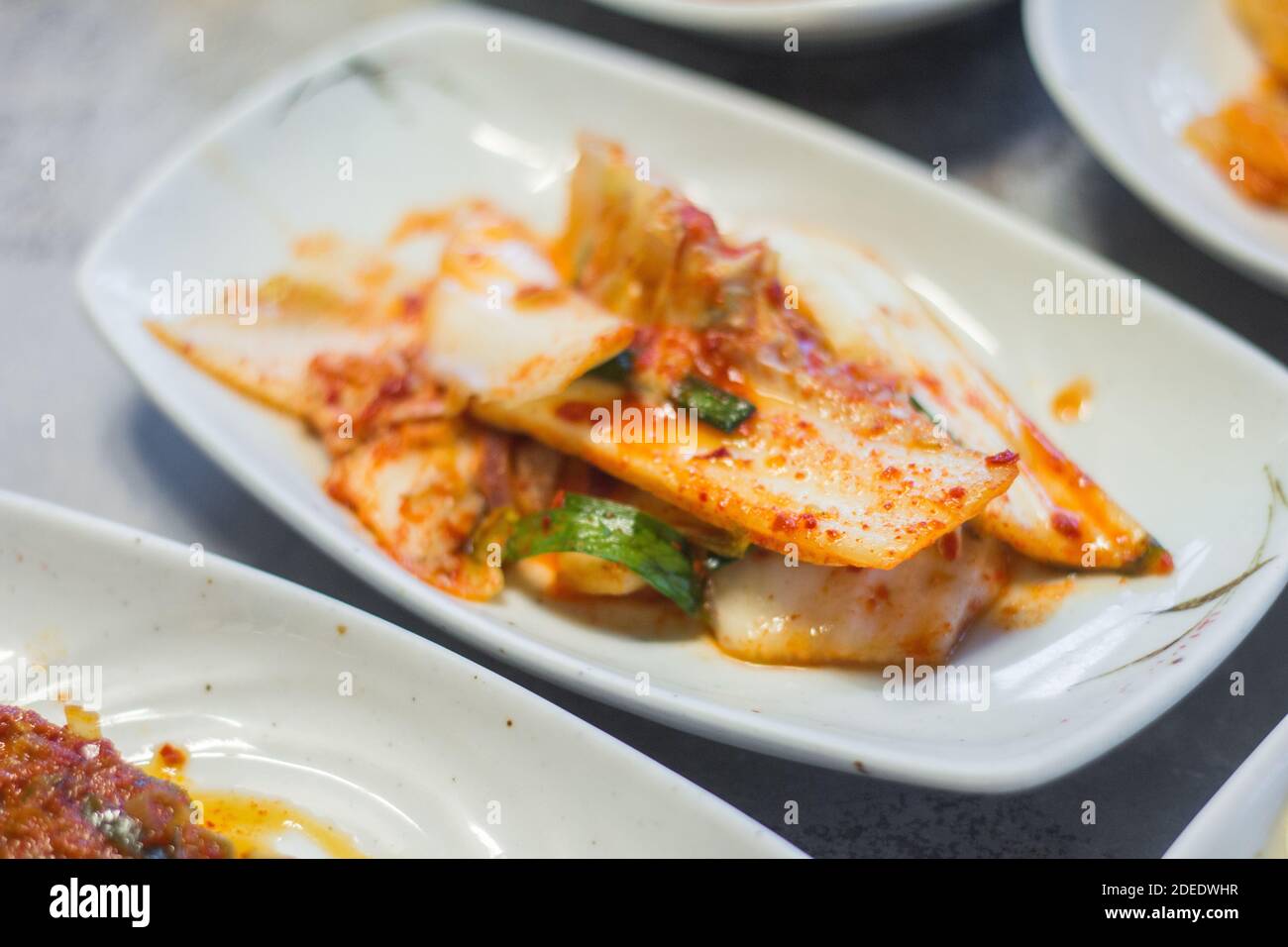 Korean side dish collectively called banchan at a restaurant in Gangwon, South Korea Stock Photo