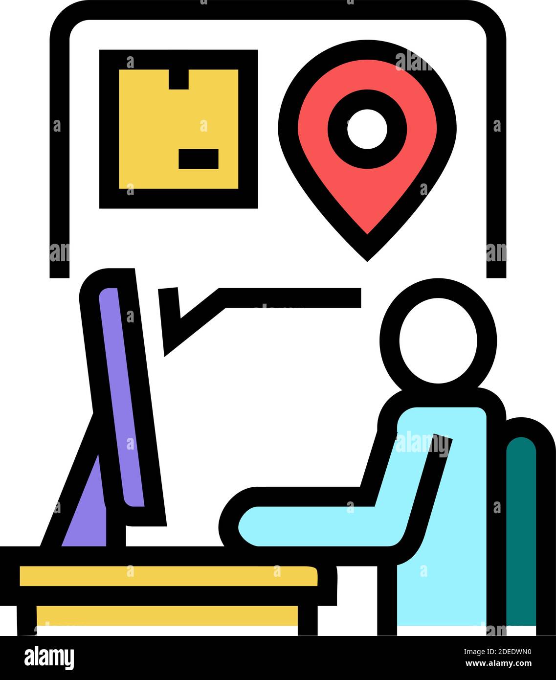 manager checking order location color icon vector illustration Stock