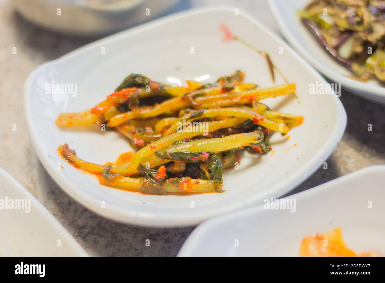 Korean side dish collectively called banchan at a restaurant in Gangwon