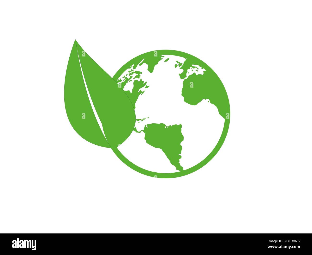 Green earth globe with leaf vector isolated on white background Stock ...