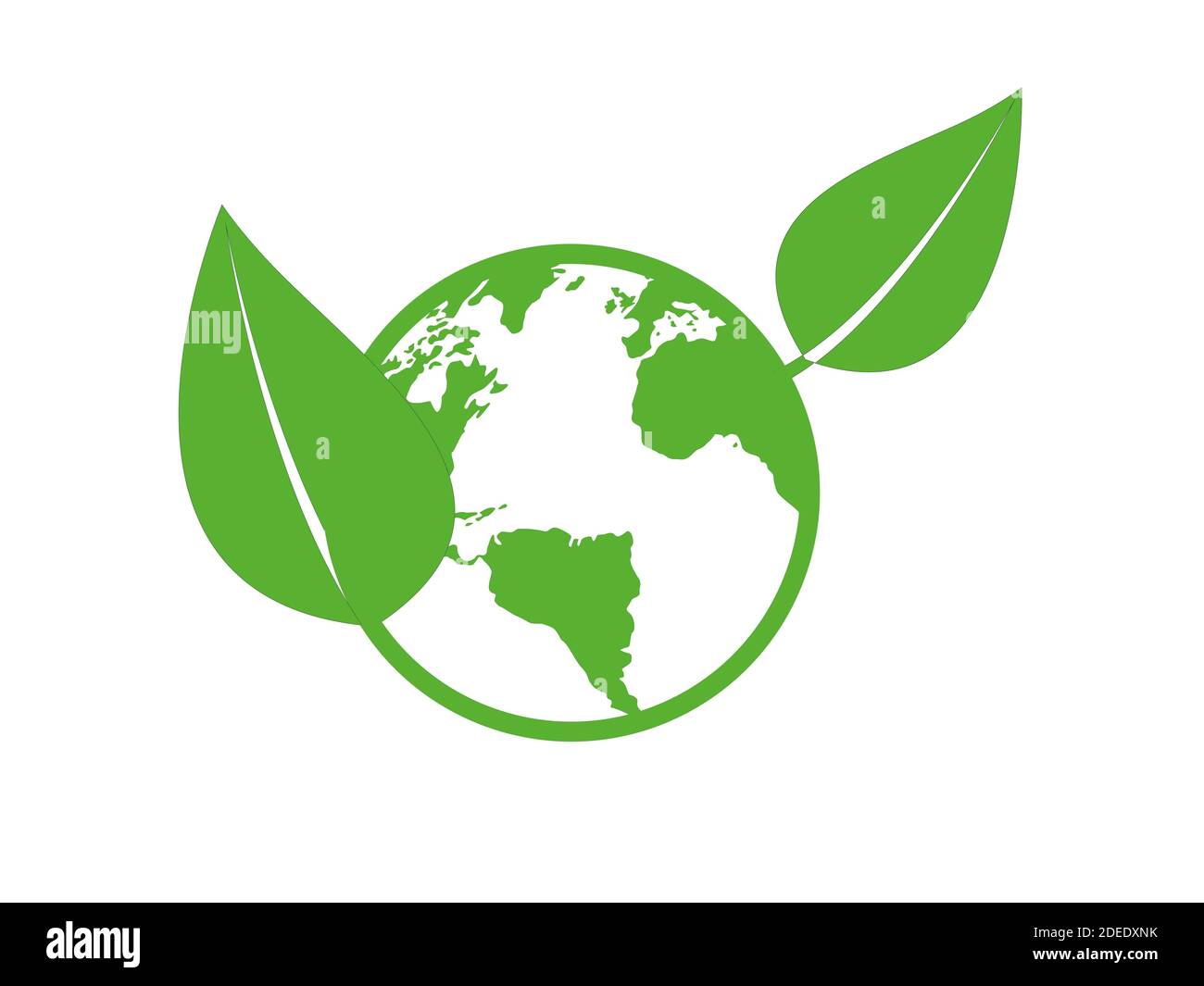 Green earth globe with leaves vector isolated Stock Photo - Alamy