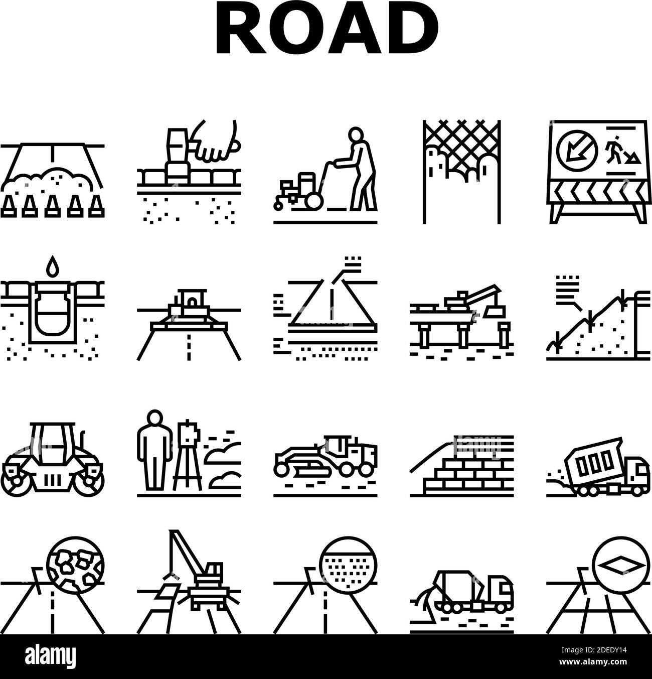 Road Construction Collection Icons Set Vector Stock Vector