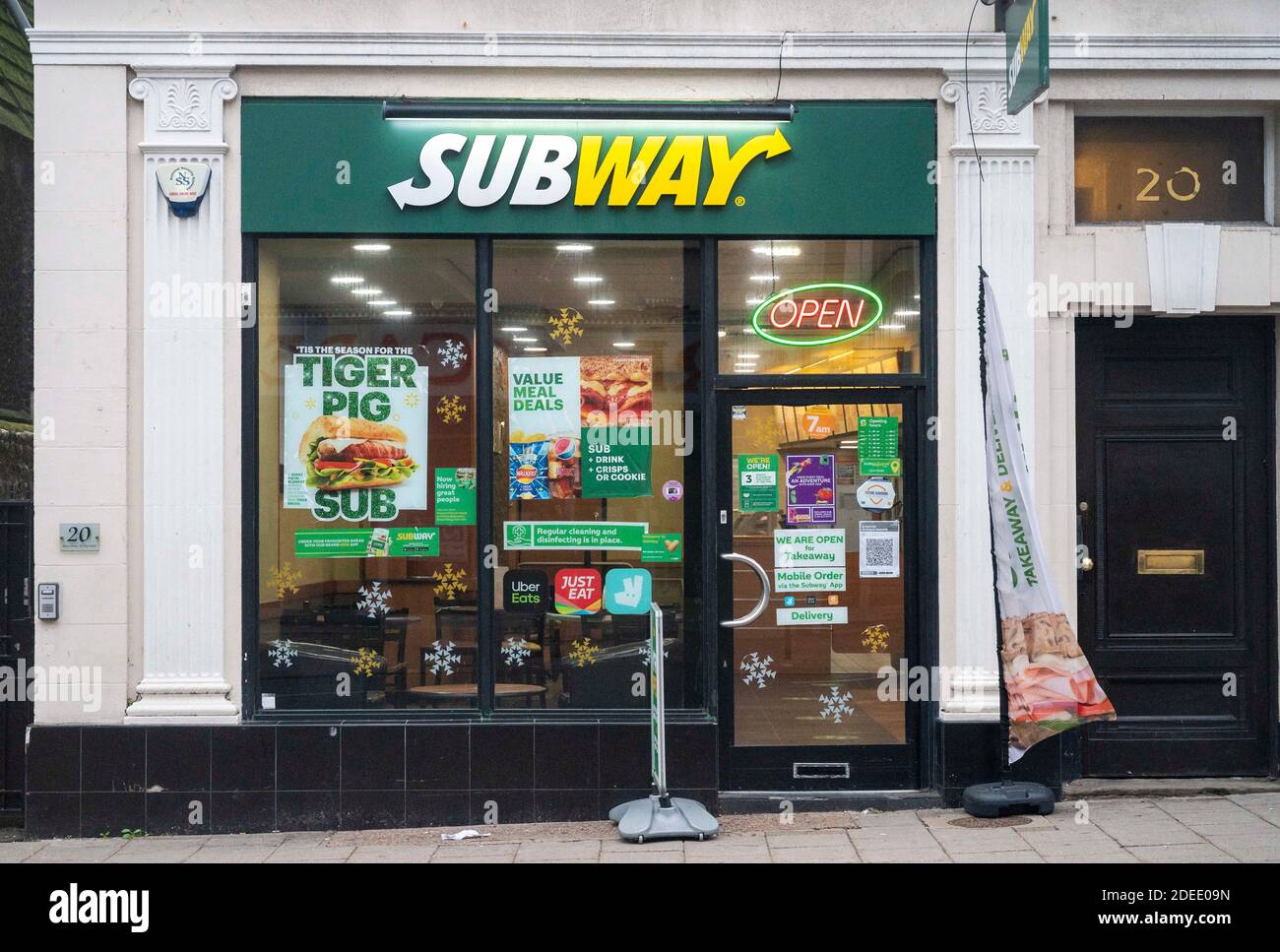 Subway fast food take away cafe in West Street Brighton UK Stock Photo