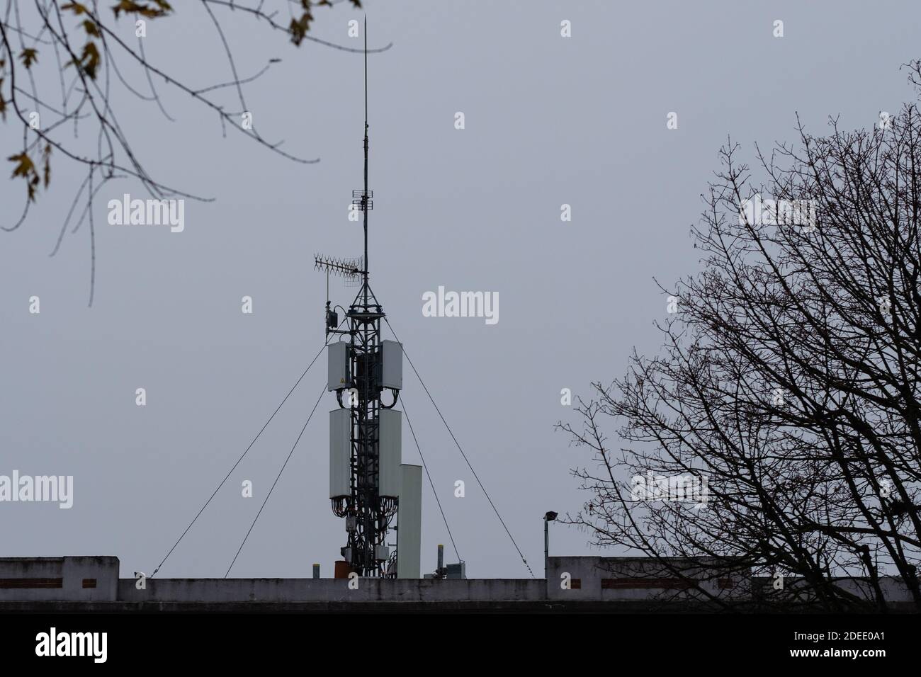 Lille (France) November 30, 2020. Telecoms operator relay antenna capable of broadcasting 2, 3 and 4 G. Stock Photo