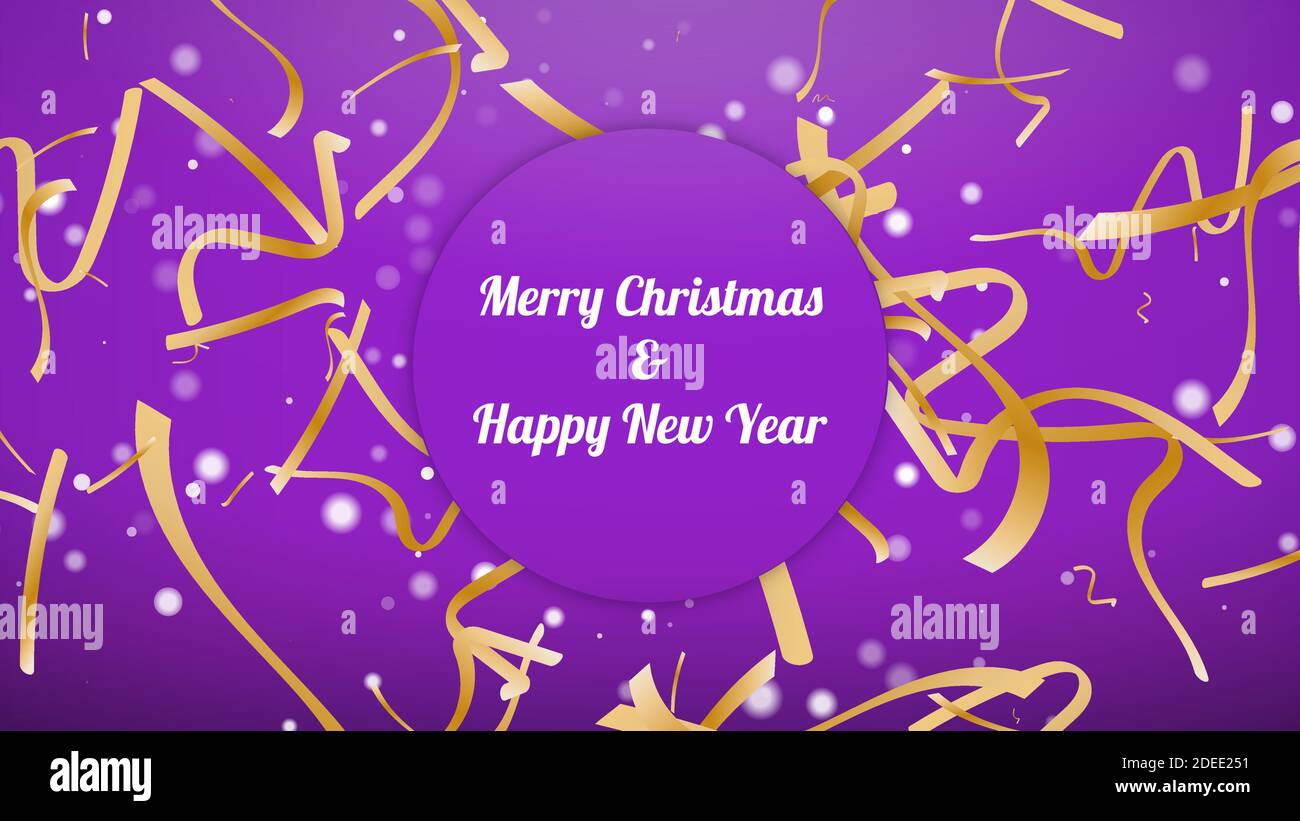 Merry Christmas and Happy New Year. Confetti on a Purple Festive