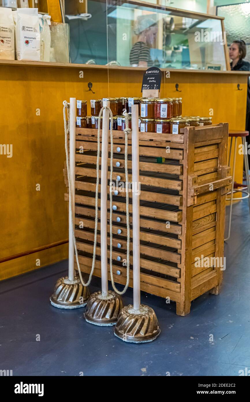 Distance with Gugelhupf molds in a bakery Stock Photo