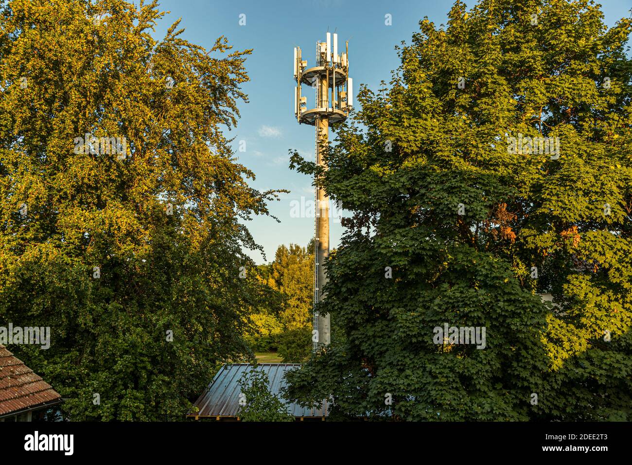 5 G antenna mast in Binzen, Germany Stock Photo