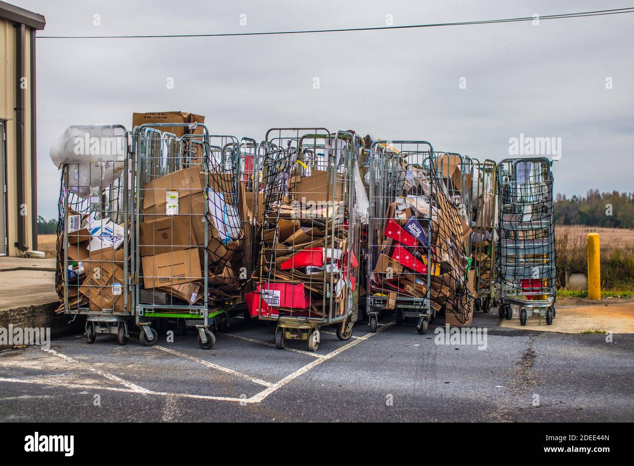 Augusta, Ga USA 11 29 20 Carts of cardboard, trash and waste on the