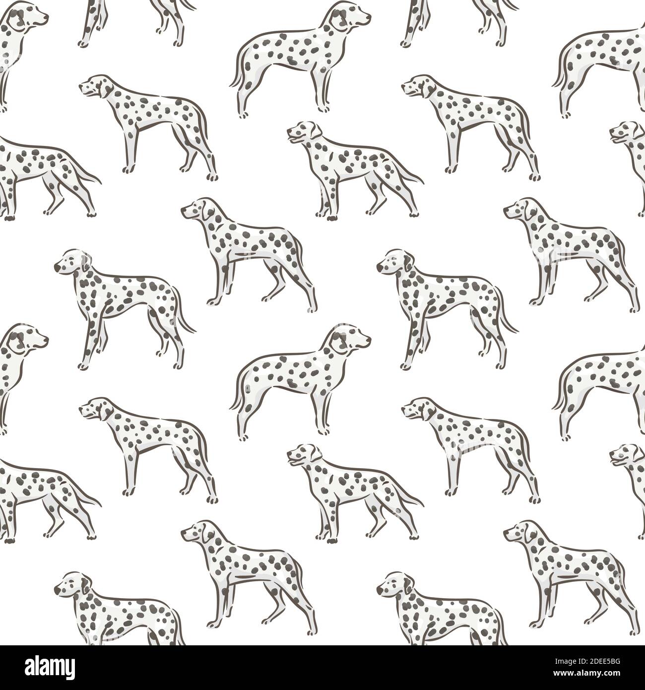 Cute dog dalmatian breed pedigree seamless pattern vector illustration ...