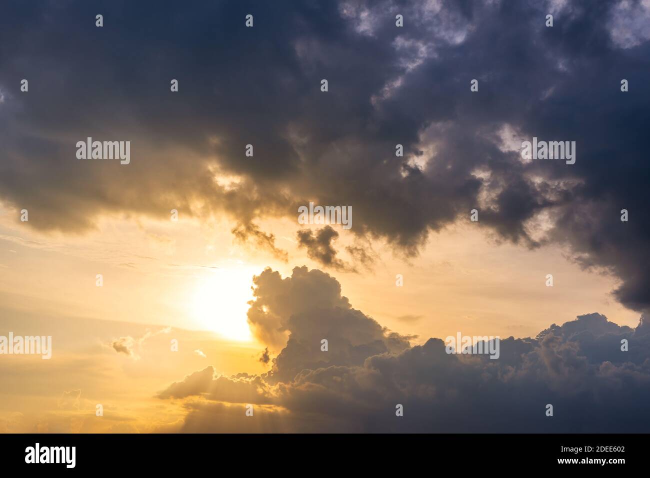 Pattern of colorful cloud and sky sunset or sunrise: Dramatic sunset in twilight, Beautyful of sky,  Abstract and pattern of cloud background Stock Photo