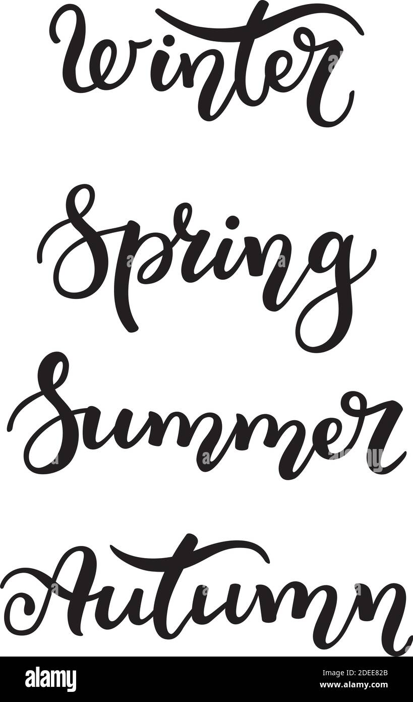 Hand lettering. Seasons: winter, spring, summer, autumn. Stock Vector