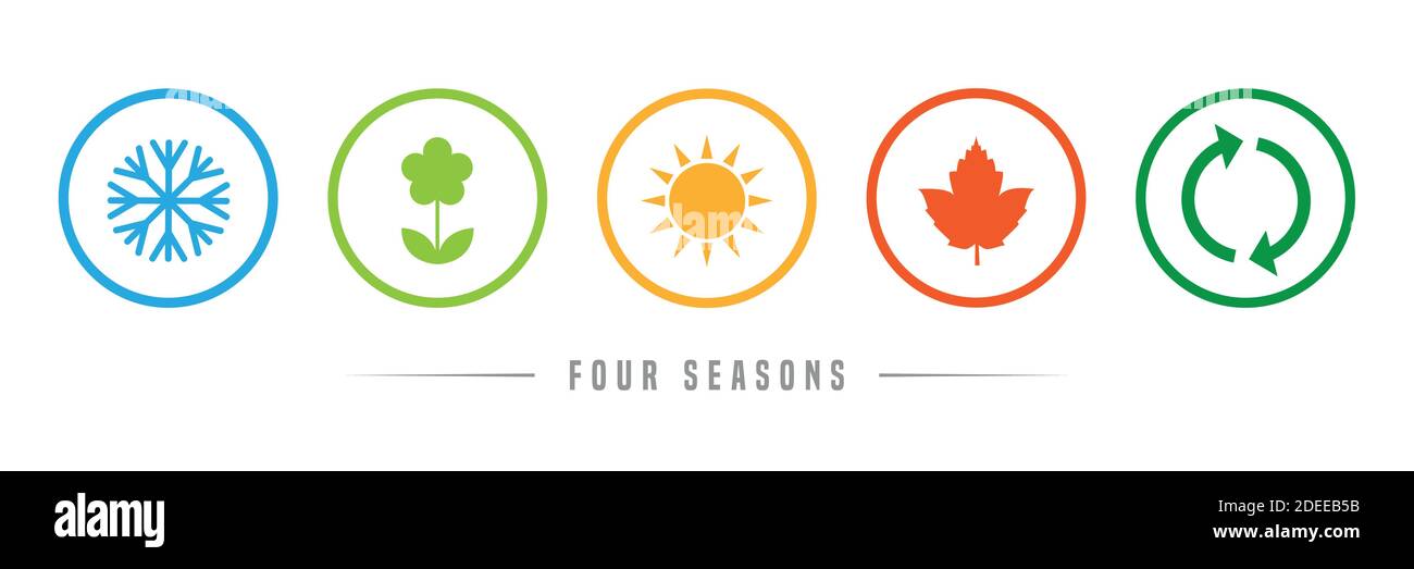 four seasons winter spring summer fall icon set vector illustration EPS10 Stock Vector