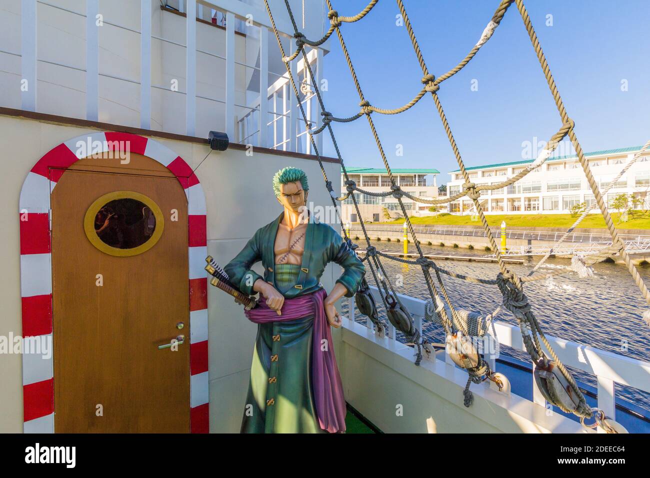 The Thousand Sunny Boat Popularized In The One Piece Manga In Laguna Ten Bosch In Gamagori Aichi Japan Stock Photo Alamy
