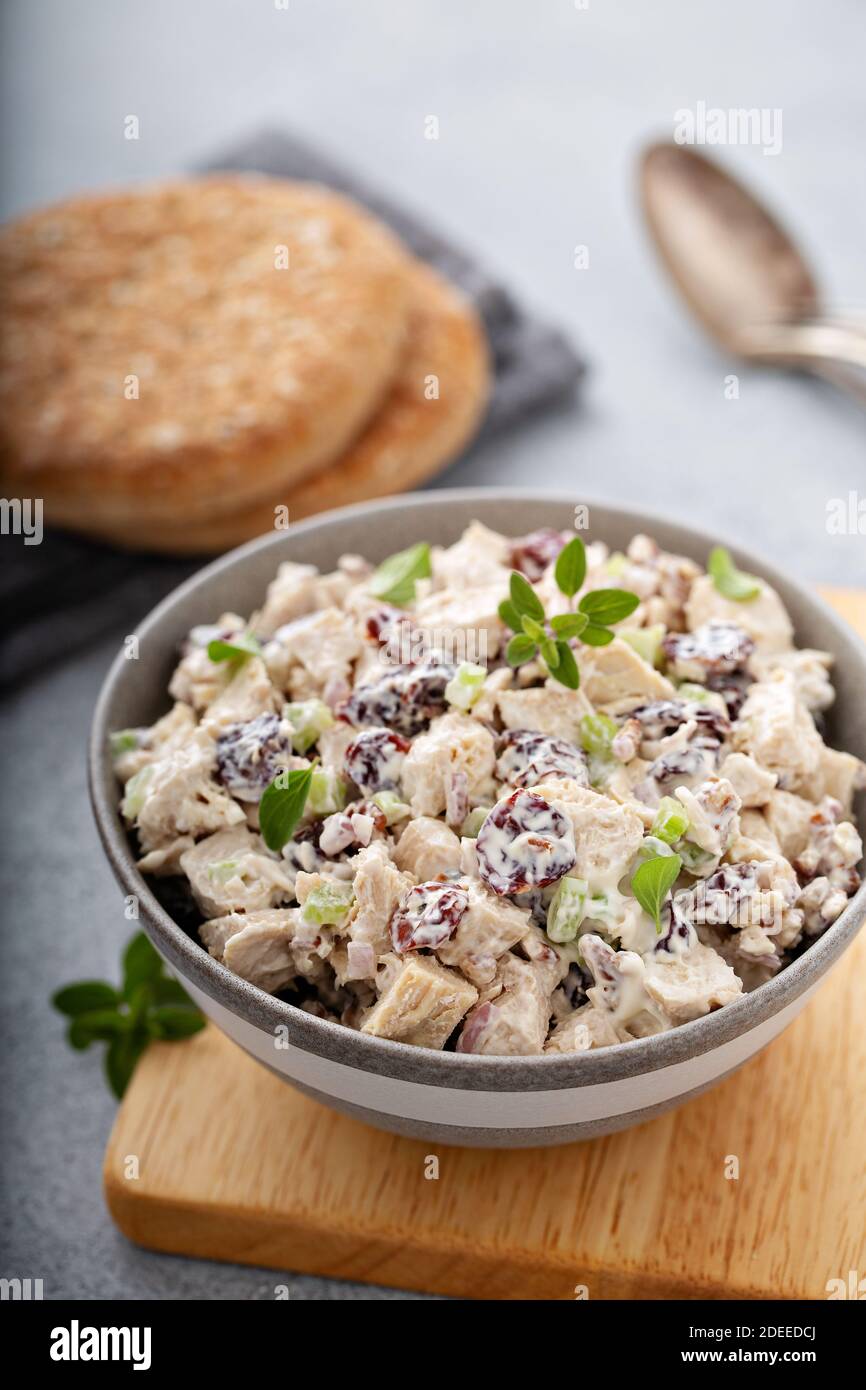 Chicken salad with dried cherry Stock Photo Alamy