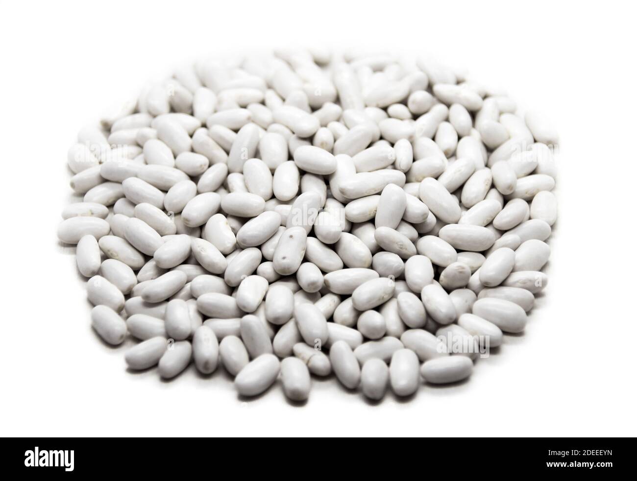 Natural white beans on white background Stock Photo
