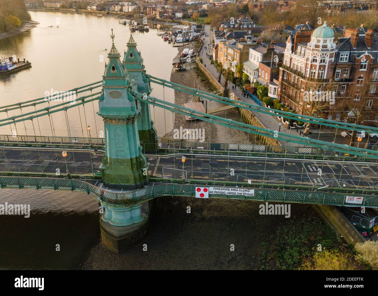 Aerial view of Hammersmith Bridge, a suspension bridge in West London Stock Photo Alamy
