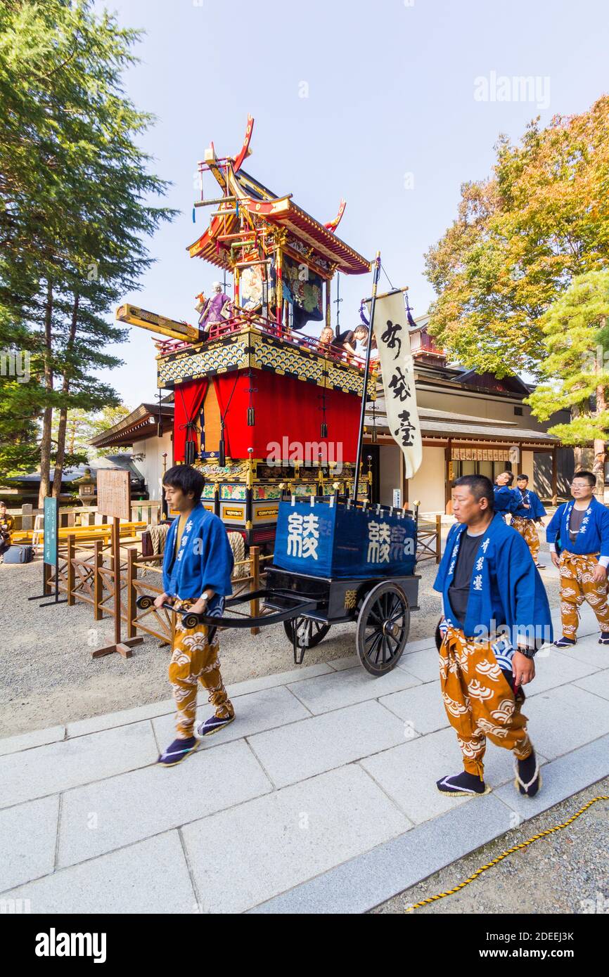 Richly decorated float during Takayama's autumn festival called