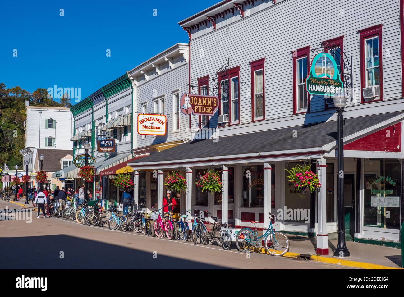 Shops along Main Street, Mackinac Island, Michigan Stock Photo Alamy