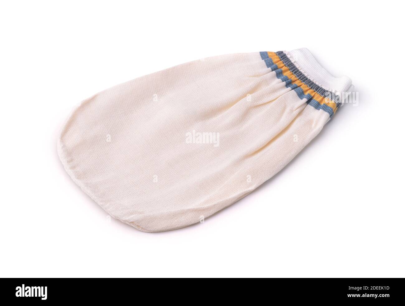 White soft cloth bath mitt isolated on white Stock Photo