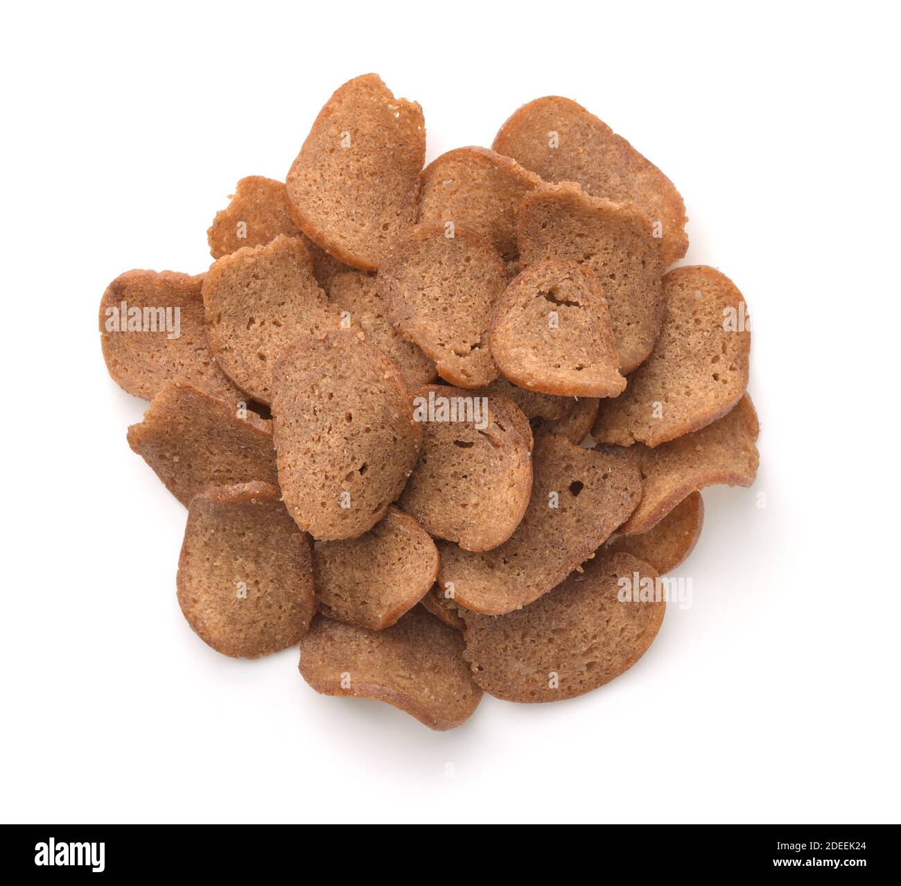 Top view of rye bread chips isolated on white Stock Photo Alamy