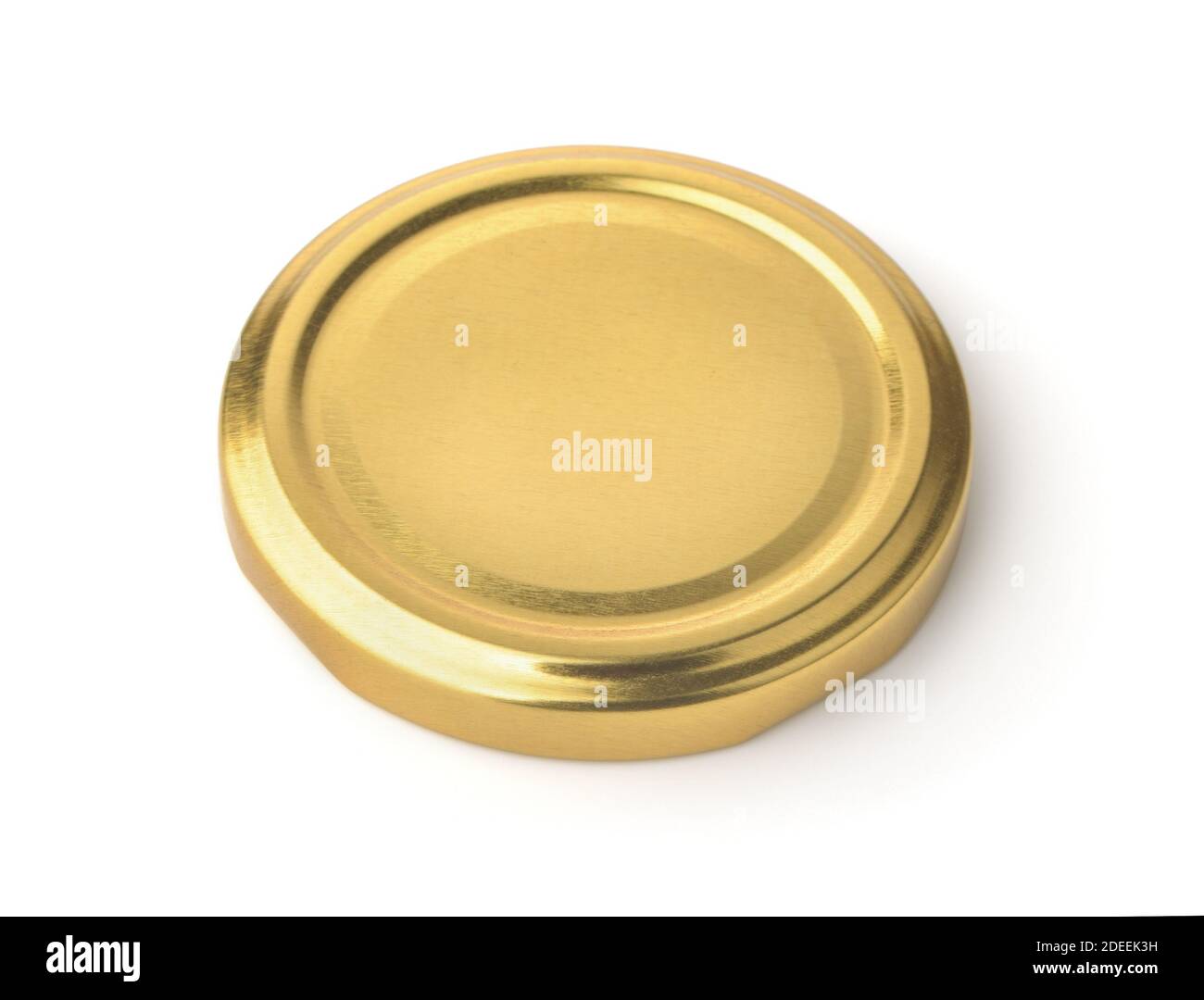 Golden metal jar lid isolated on white Stock Photo