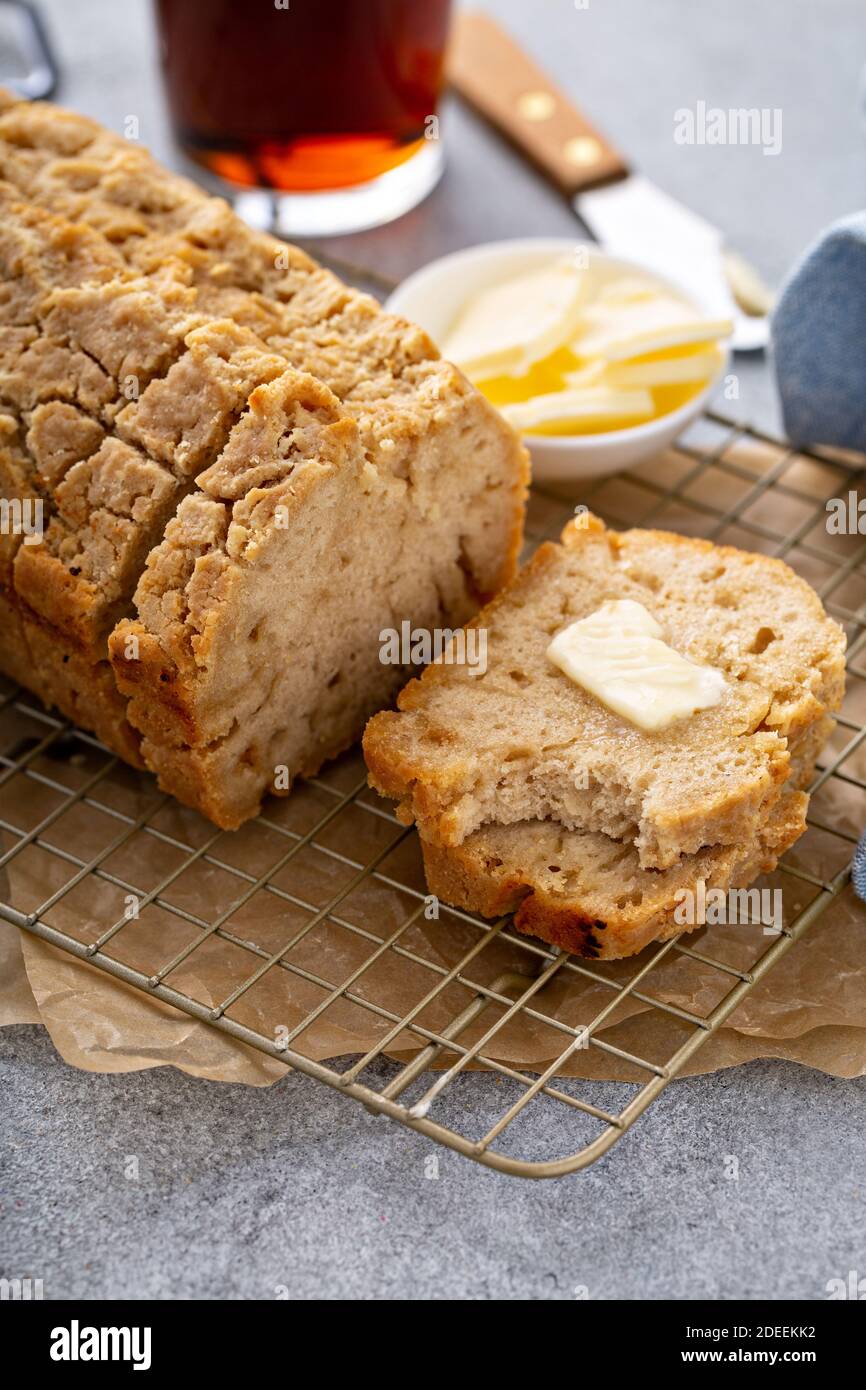 Beer bread on a cooling rack Stock Photo
