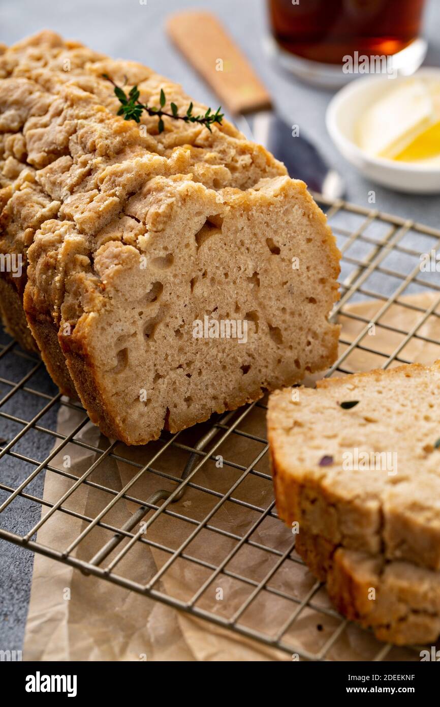 Beer bread on a cooling rack Stock Photo