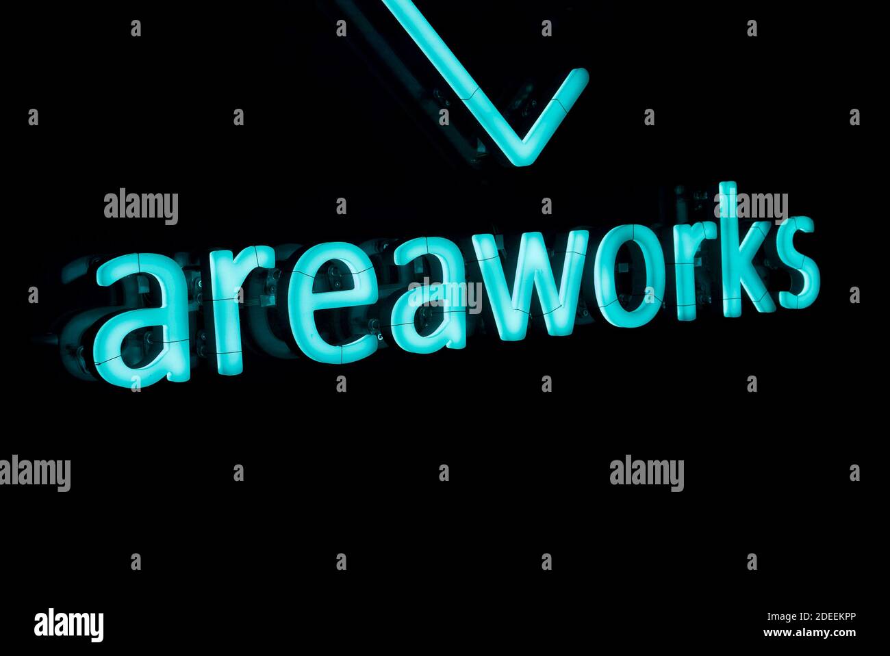 Areaworks a coworking, collaborative, communal office space with workspaces throughout London becoming increasingly popular with work from home (WFH) Stock Photo