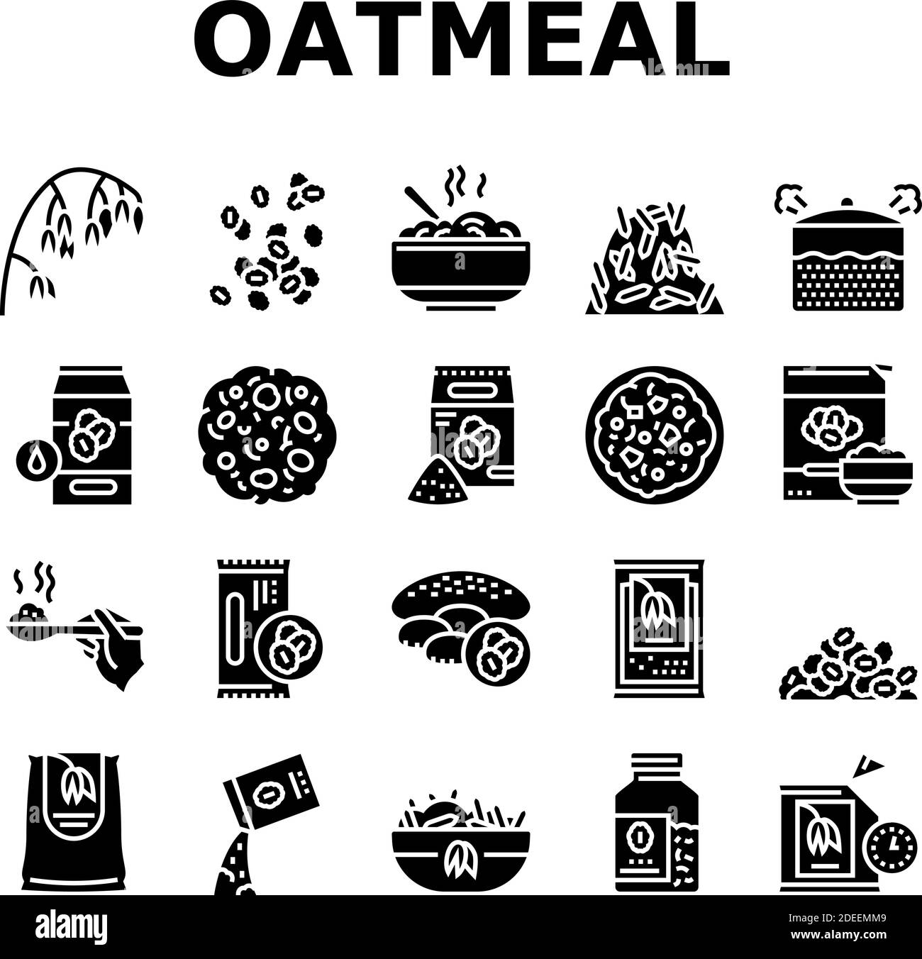 Oatmeal Nutrition Collection Icons Set Vector Stock Vector