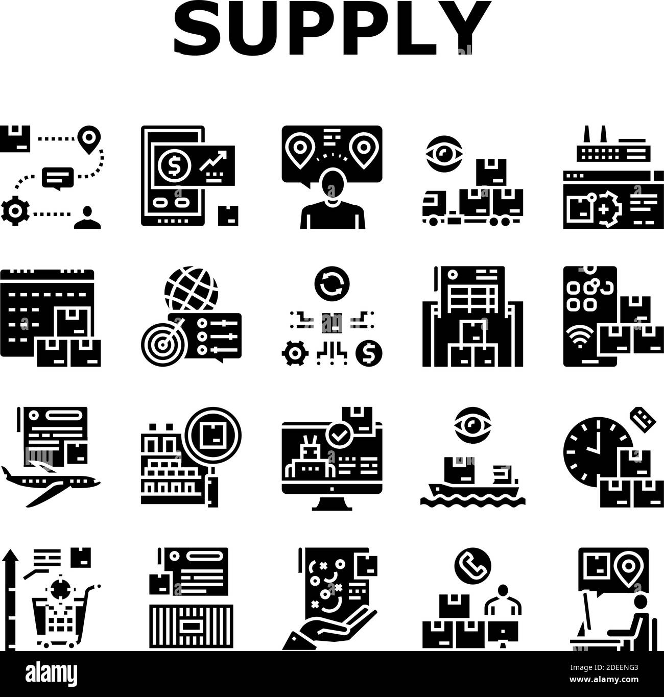 Supply Chain Management System Icons Set Vector Stock Vector Image