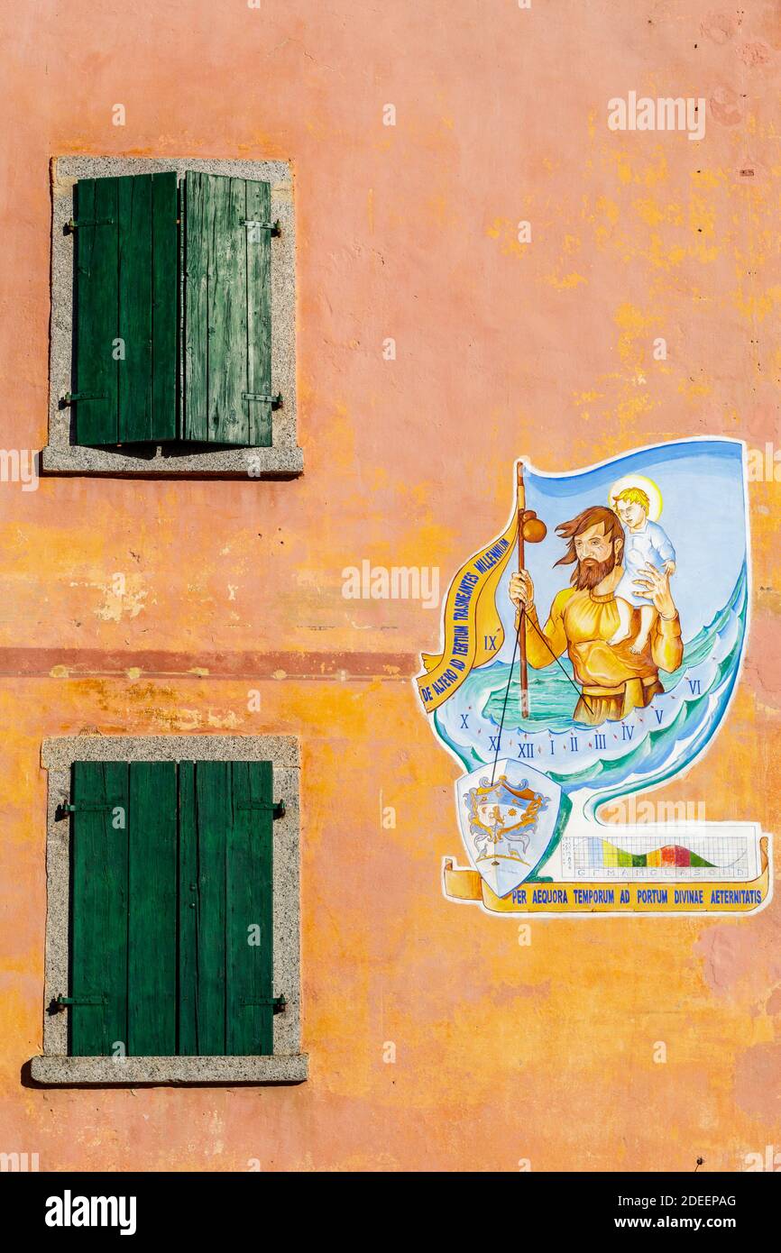 Tiarno di Sotto, Italy - 11 29 2020 Painted house, on the road to the Gorg d'Abiss waterfall. Stock Photo