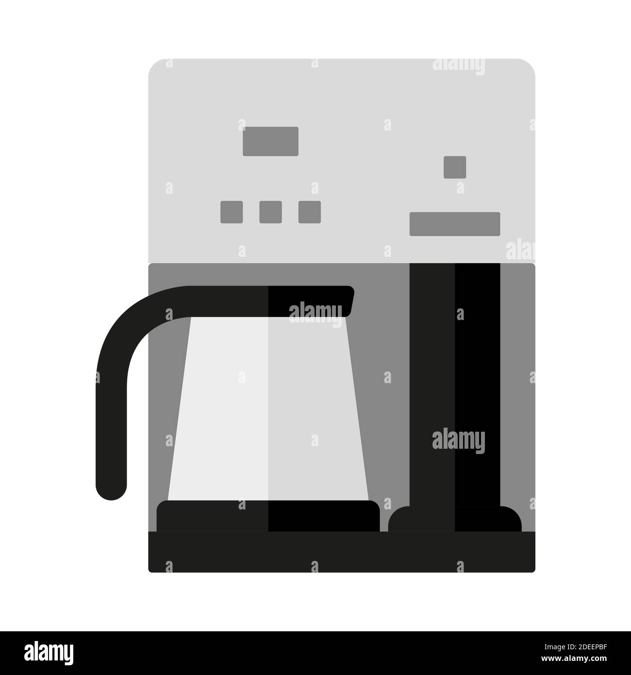 Coffee maker isolated on white background. Household appliances. Flat style. Office coffee machine. Homemade coffee maker. Design element for label an Stock Vector